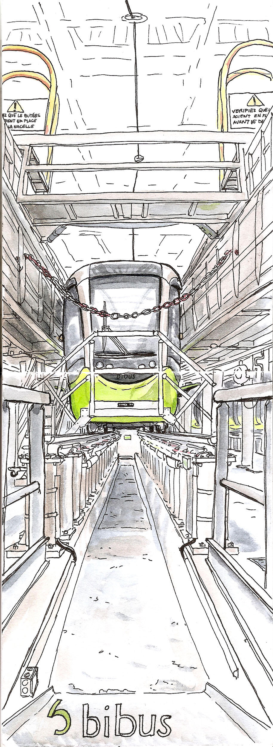 Croquis du Tram Brestois par Cécile Hocquet