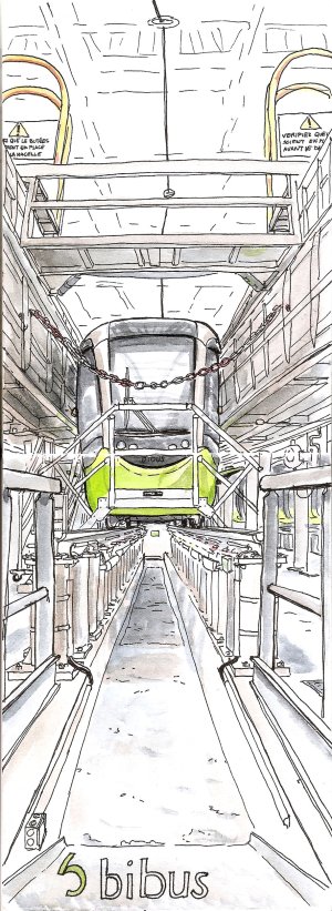 Croquis du Tram Brestois par Cécile Hocquet